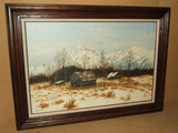 Original Vintage Painting Framed 36in x 24in Gronewald Landscape Oil on Canvas -- Used