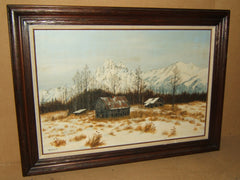 Original Vintage Painting Framed 36in x 24in Gronewald Landscape Oil on Canvas -- Used