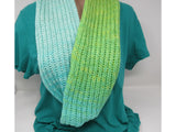 Handcrafted Knitted Cowl Shawl Wrap Teal/Green Merino Cashmere Female Adult -- New No Tags