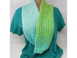 Handcrafted Knitted Cowl Shawl Wrap Teal/Green Merino Cashmere Female Adult -- New No Tags
