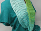 Handcrafted Knitted Cowl Shawl Wrap Teal/Green Merino Cashmere Female Adult -- New No Tags
