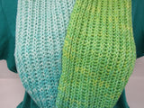 Handcrafted Knitted Cowl Shawl Wrap Teal/Green Merino Cashmere Female Adult -- New No Tags