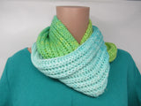 Handcrafted Knitted Cowl Shawl Wrap Teal/Green Merino Cashmere Female Adult -- New No Tags