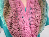 Handcrafted Knitted Cowl Wrap Shawl 100% Merino Wool Female Adult Multi-Color -- New No Tags