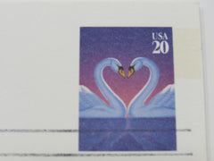 USPS Scott UX279 20c Love Swans First Day of Issue Postal Card -- New
