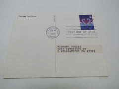 USPS Scott UX279 20c Love Swans First Day of Issue Postal Card -- New