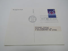 USPS Scott UX279 20c Love Swans First Day of Issue Postal Card -- New