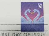 USPS Scott UX279 20c Love Swans First Day of Issue Postal Card -- New