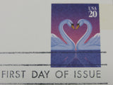 USPS Scott UX279 20c Love Swans First Day of Issue Postal Card -- New