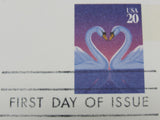 USPS Scott UX279 20c Love Swans First Day of Issue Postal Card -- New