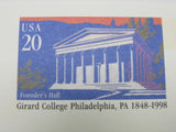 USPS Scott UX292 20c Girard College Philadelphia Postal Card Founders Hall -- New