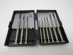 Synthesize 9 Piece Precision Screwdriver Set With Case Phillips Slotted Vintage -- Used