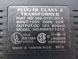 Standard Adapter Output DC 12V Input 120V 60Hz 20W 800mA RWP571012 -- Used