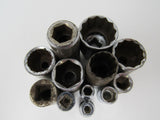 Professional Lot of 12 Sockets Metric & Standard Vintage -- Used