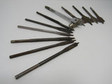 Professional Lot of 11 Spade Drill Bits 1-3/4-in to 3/8-in Vintage -- Used