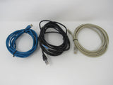 Standard Lot of 3 Ethernet Patch Cables RJ-45 Variety of Lengths Cat5e -- Used