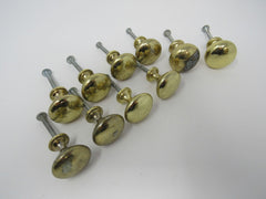 Designer Cabinet Door Drawer Knobs Pulls Lot of 10 Polished Brass -- Used