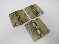 Hager Door Hinges 3-1/2-in 3 Hole Round Corners Lot of 3 Satin Brass -- Used
