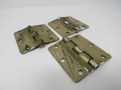 Hager Door Hinges 3-1/2-in 3 Hole Round Corners Lot of 3 Satin Brass -- Used