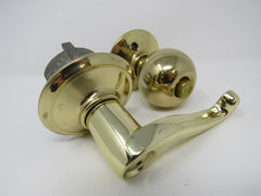 Standard Lever Handle Privacy Lock Knob Polished Brass -- Used