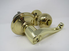 Standard Lever Handle Privacy Lock Knob Polished Brass -- Used