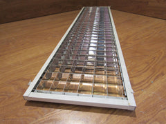 Commercial Ceiling Light Fixture Fluorescent Parabolic Louver 48-in Silver -- Used