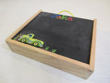 Designer Children Chalk Board Set White Board On Back Wood -- Used