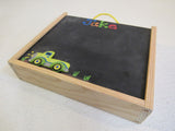 Designer Children Chalk Board Set White Board On Back Wood -- Used
