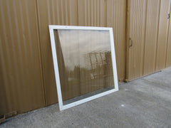 Custom Made Exterior Storm Window 48.25in x 48in x 0.75in Clear/White Wood -- Used