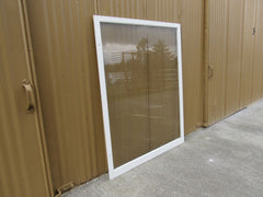 Custom Made Exterior Storm Window 62.25in x 48.5in x 1in Clear/White Wood -- Used