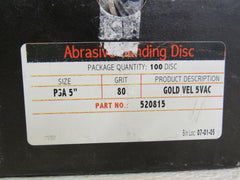 Abrasive Sanding Disk Gold VEL 5VAC 80 Grit PSA 5in 100 Count 520851 -- New