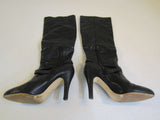 INC International Concepts Mid-Calf Boots Black Tall Faux Leather Female Size 8M -- Used