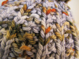 Handcrafted Beanie Hat Brown Gray Rust Pom Pom 100% Merino Female Adult -- New