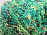 Handcrafted Beanie Hat Green Chartreuse Black Pom Pom 100% Merino Female Adult -- New