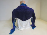 Handcrafted Shawl Purple Violet Teal Lots of Texture 100% Merino Female Adult -- New