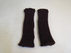 Handcrafted Fingerless Reversible Mitts Dark Burgundy 100% Merino Female Adult -- New