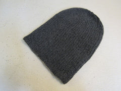 Handcrafted Beanie Dark Gray Slouchy 100% Merino Adult -- New