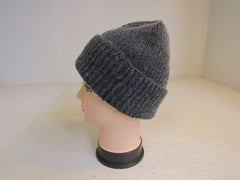 Handcrafted Beanie Dark Gray Slouchy 100% Merino Adult -- New