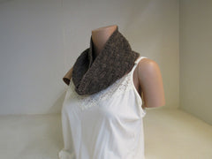 Handcrafted Cowl Dark Brown Tweed Textured Tweed 100% Merino Adult -- New