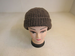 Handcrafted Beanie Dark Brown Textured 100% Merino Adult -- New