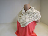 Handcrafted Owl Cowl Cream Textured 80% Acrylic 20% Wool Female Adult -- New