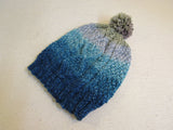 Handcrafted Beanie Hat Ribbing Design Pom Pom 100% Merino Female Adult -- New