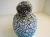 Handcrafted Beanie Hat Ribbing Design Pom Pom 100% Merino Female Adult -- New