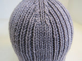 Handcrafted Beanie Gray Teal Pom Pom 100% Merino Female Adult -- New