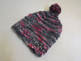 Handcrafted Beanie Hat Multicolored Super Bulky Pom Pom 100% Merino Female Adult -- New