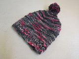Handcrafted Beanie Hat Multicolored Super Bulky Pom Pom 100% Merino Female Adult -- New