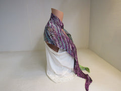 Handcrafted Shawl Multicolored Lots of Texture 100% Merino Female Adult -- New