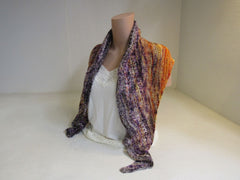 Handcrafted Shawl Multicolored Lots of Texture 100% Merino Female Adult -- New
