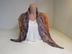 Handcrafted Shawl Multicolored Lots of Texture 100% Merino Female Adult -- New