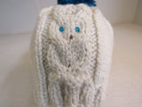 Handcrafted Owl Hat Cream Teal Pom Pom 80% Acrylic 20% Wool Female Adult -- New